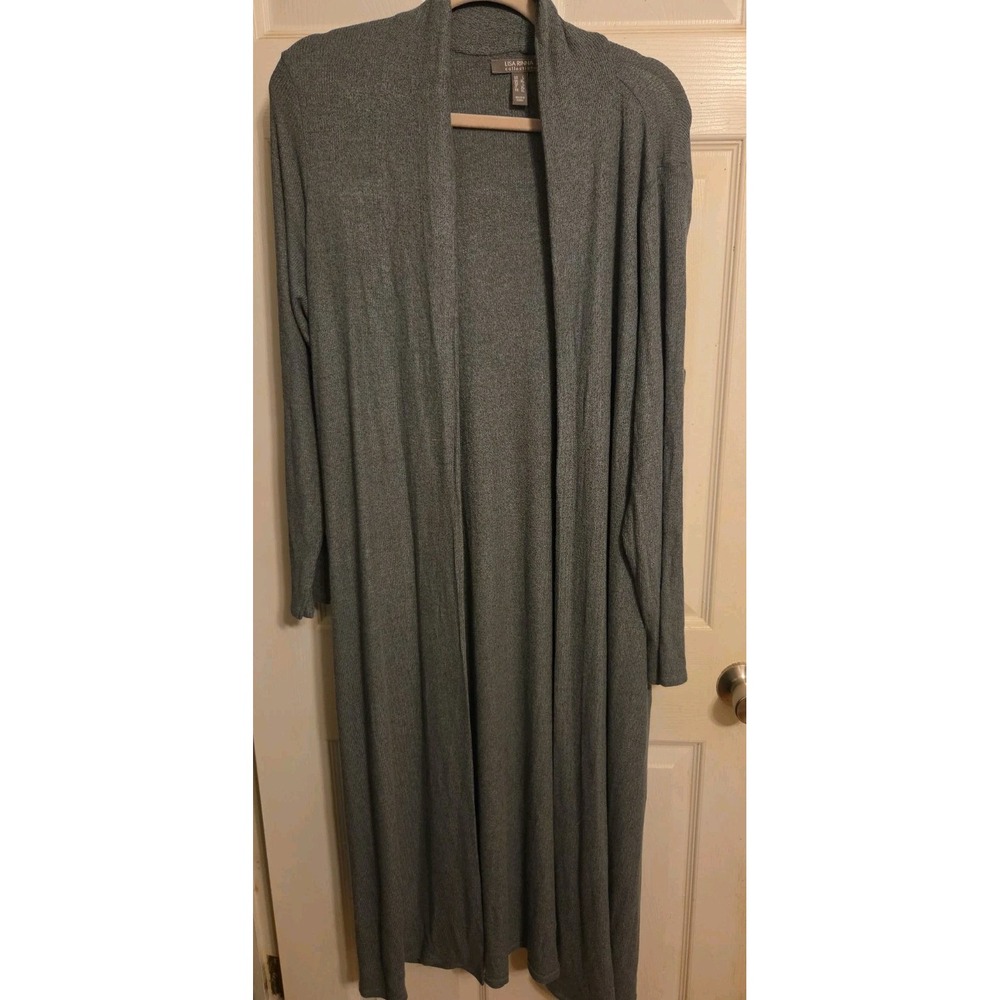 Lisa Rinna Collection Knit Open-Front Cardigan Gray Large Size